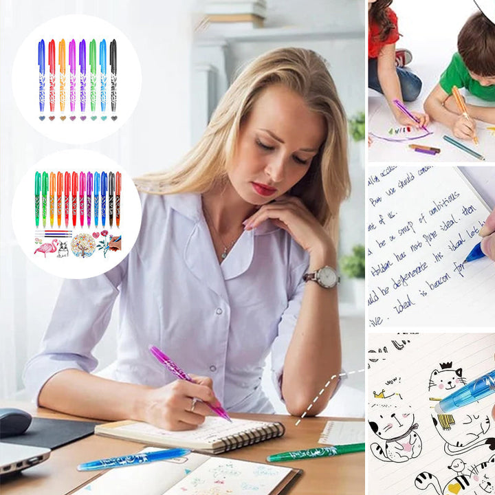 Brand new pack of erasable gel pens, still in packaging, ready for retail purchase, school supplies