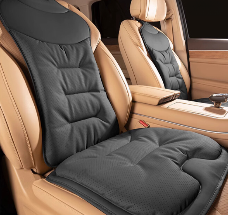Ergonomic car back support cushion for lumbar pain relief & improved driving posture.