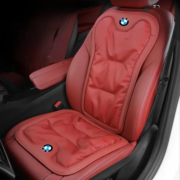 Full ergonomic back support cushion for cars, offering lumbar relief & driving posture correction.