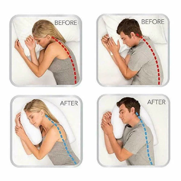 Deluxe side sleeper pillow with ear hole, memory foam & ergonomic design for pressure relief & sleep comfort.