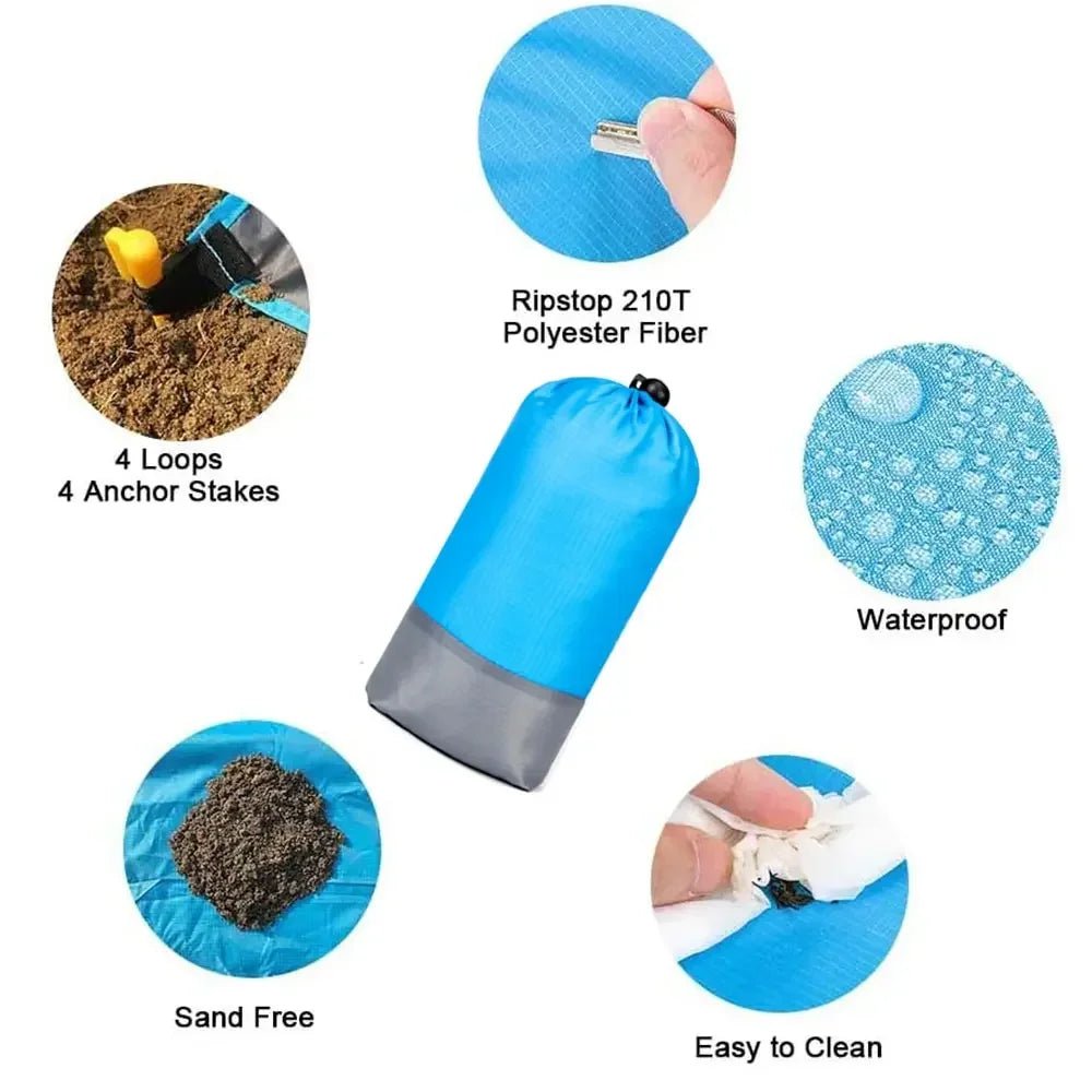 Enjoy outdoor adventures with this extra large, sandproof, waterproof beach blanket & picnic mat.