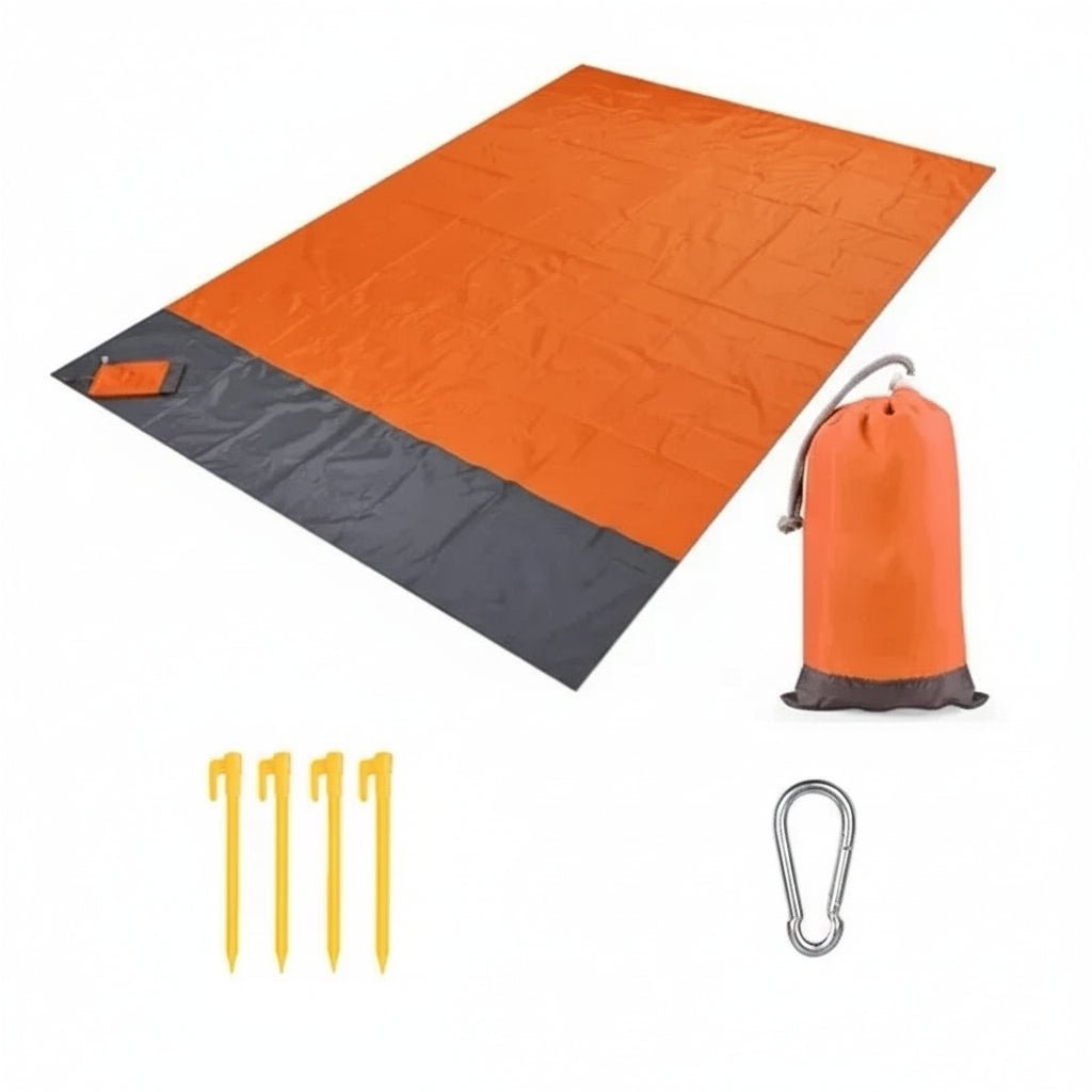 Extra large, waterproof, sandproof beach blanket; ultimate outdoor gear for relaxation & travel.