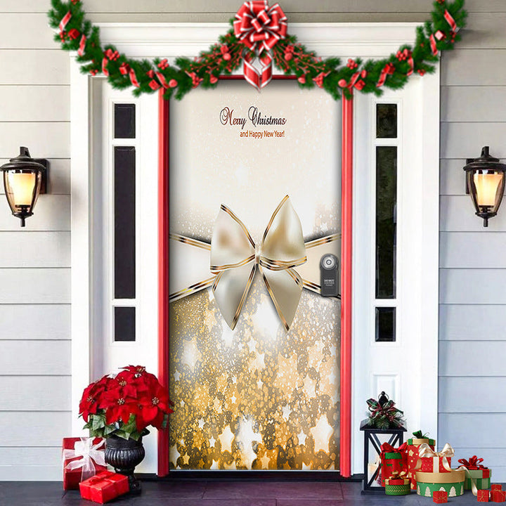 Christmas Door Cover for holiday home decor, easy-to-hang fabric with nutcracker theme
