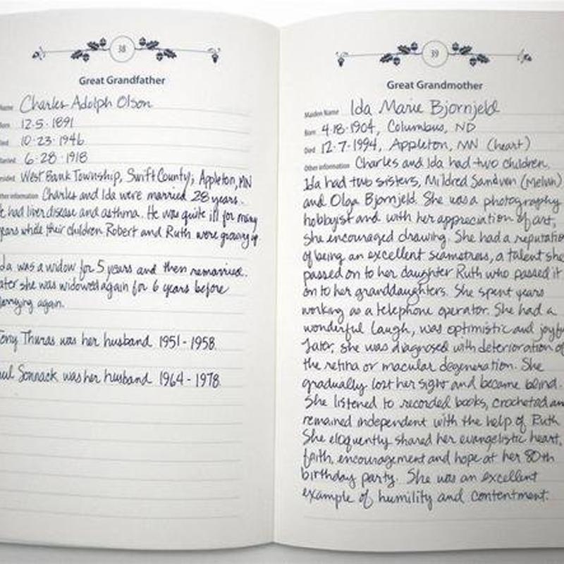 Family Ancestry Keepsake Journal displayed on a wooden table, emphasizing its timeless and elegant design for genealogy.