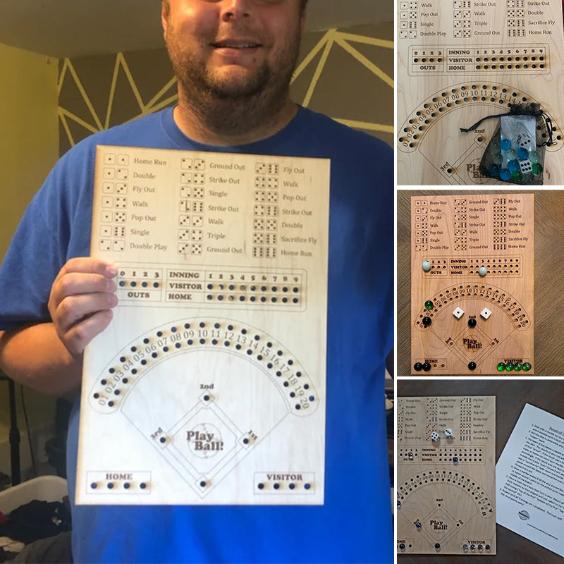 Baseball-themed dice board game, perfect family game, includes dice and wooden playing pieces