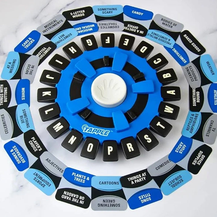 Components of Family Fun Word Challenge Game: cards, timer, dice. A great puzzle game & party activity.