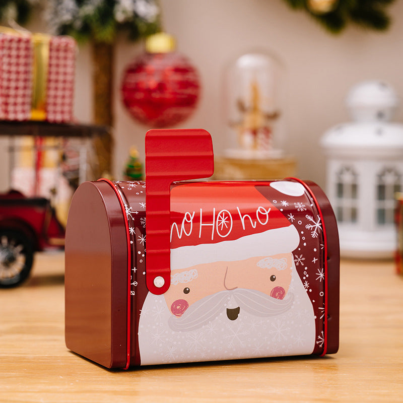 Assorted Christmas gift box tins, metal, with festive Santa, snowman, deer designs