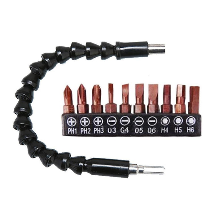 Close-up of a flexible drill bit extension, showing durable construction for various repair projects.