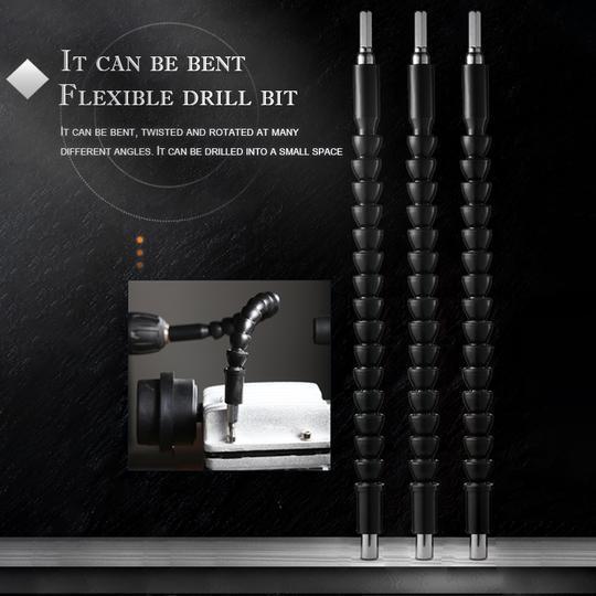 Flexible drill bit extension with Universal 1/4 inch hex shank, a practical tool accessory.