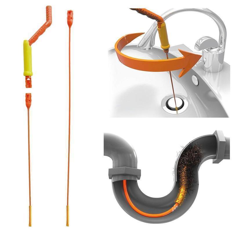 Set of multiple universal drain hair clog remover tools for plumbing maintenance and home improvement