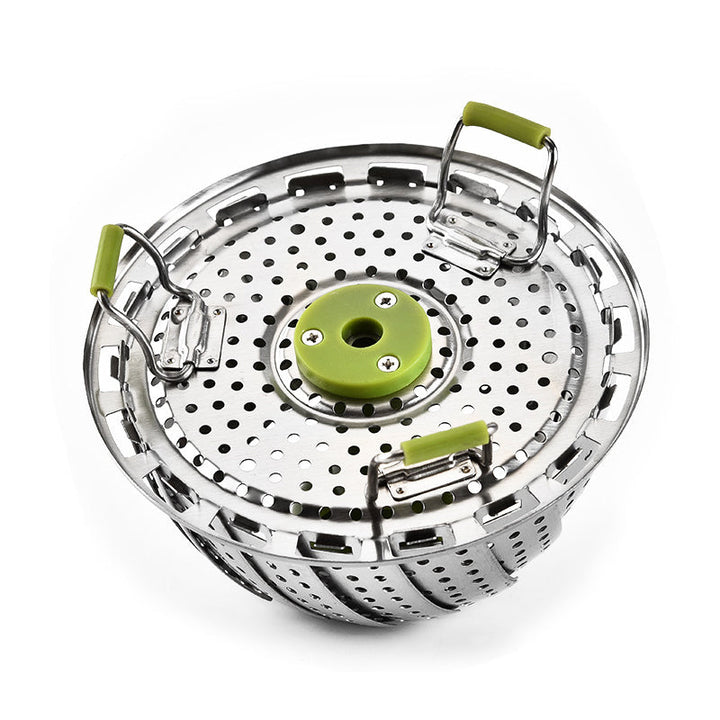 Detailed shot of the stainless steel petals of the folding steamer basket, quality kitchenware