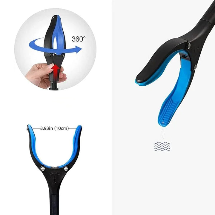 Flexible foldable grabber with rotating jaw, ideal for tight spaces and varied angles, home essential