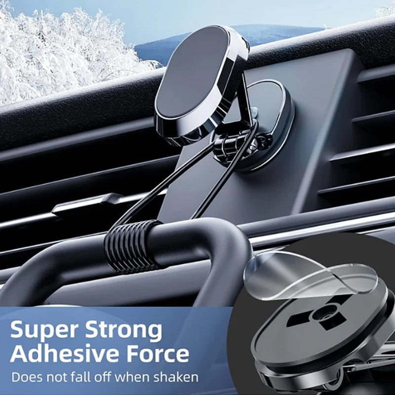 Dashboard magnetic phone mount, foldable for easy storage, compatible with all phones