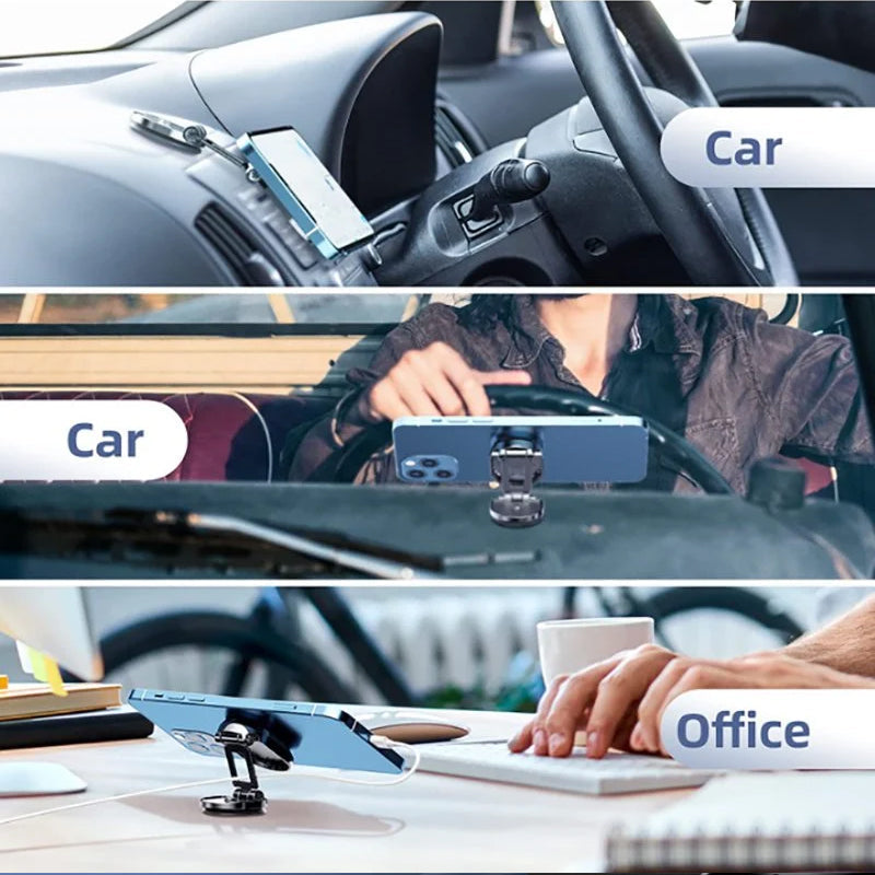 Car accessory: foldable magnetic phone holder, universal fit for vehicle tech