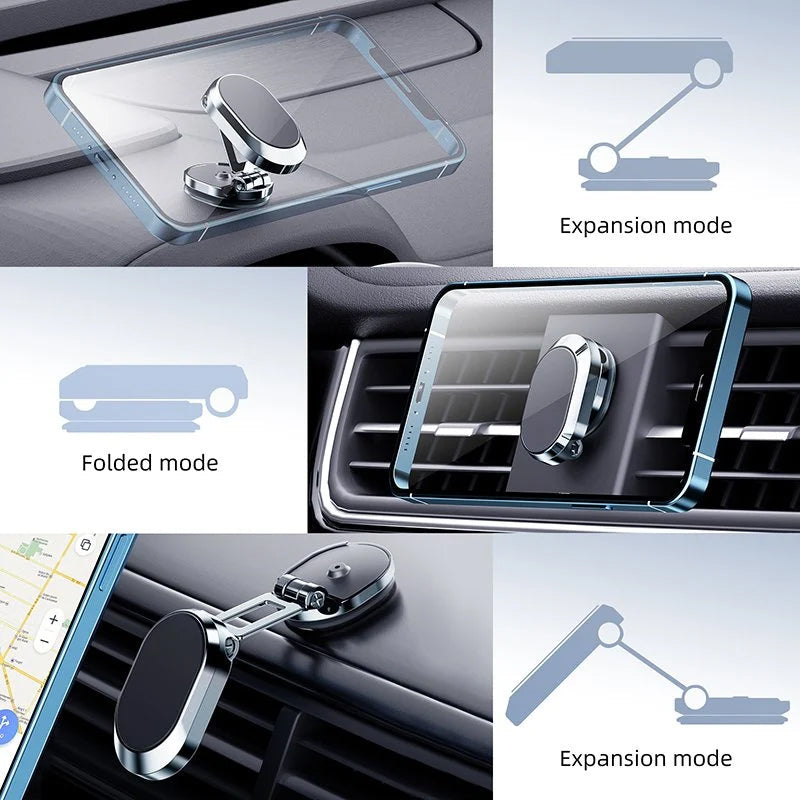 Phone holder for car: magnetic and foldable design, ideal vehicle tech accessory