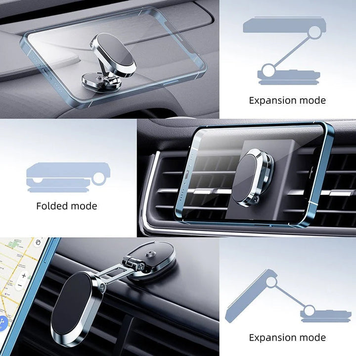Phone holder for car: magnetic and foldable design, ideal vehicle tech accessory