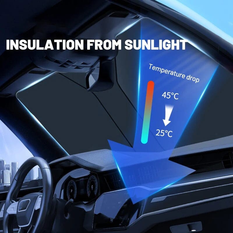 Easy-to-use car windshield sunshade and steering wheel cover, protects against sun damage