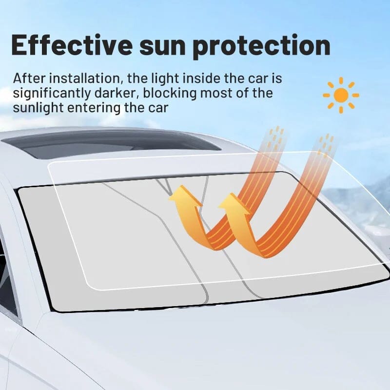 Universal car sunshade with insulated steering wheel cover, ideal for hot weather, auto protection