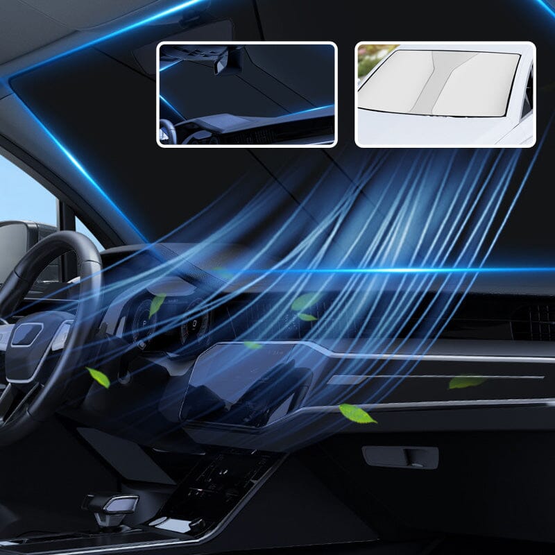 Windshield sun deflector & steering wheel cover set, premium car accessory for sun blocking