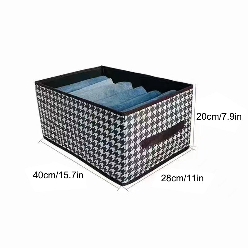 Versatile foldable clothing storage box, perfect for jeans and other garments, enhancing any closet system