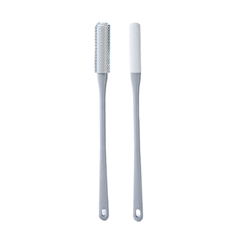 Detailed view of the foot cleaning brush's bristles, showing their flexibility and softness
