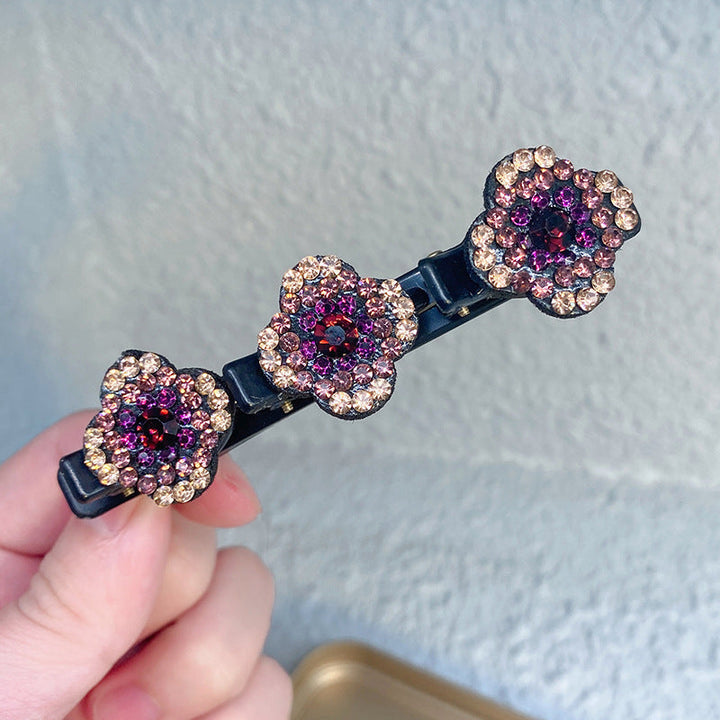 Elegant braided hair clips with embedded crystal stones, a must-have hair accessory