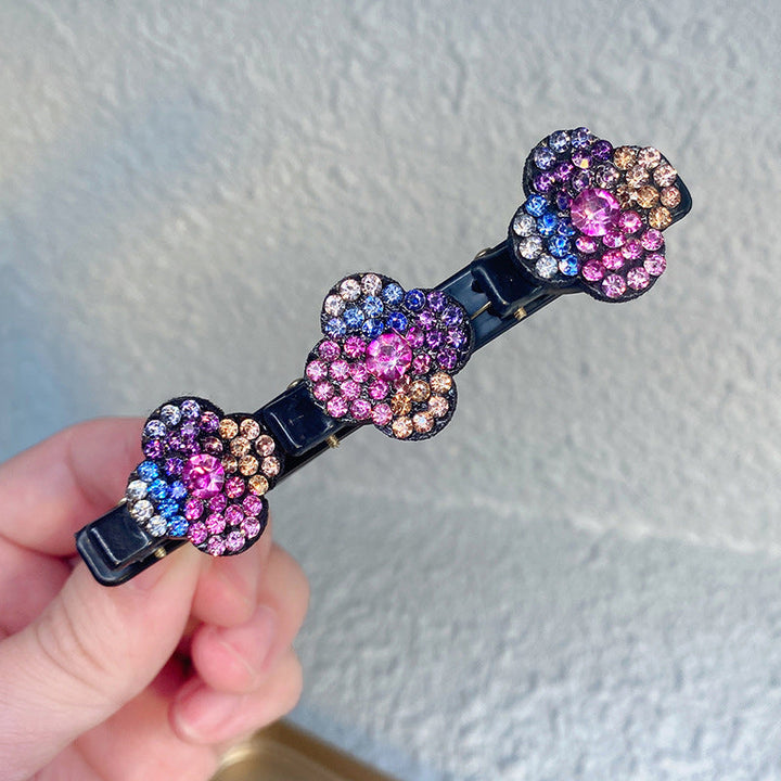 Elegant crystal stone hair clips, designed to enhance braided hairstyles for women