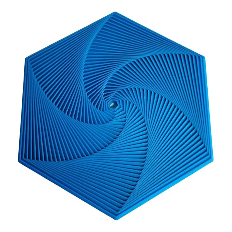 Multiple Fractal Fidget Hexagon Toys in various colors, arranged artfully on a desk