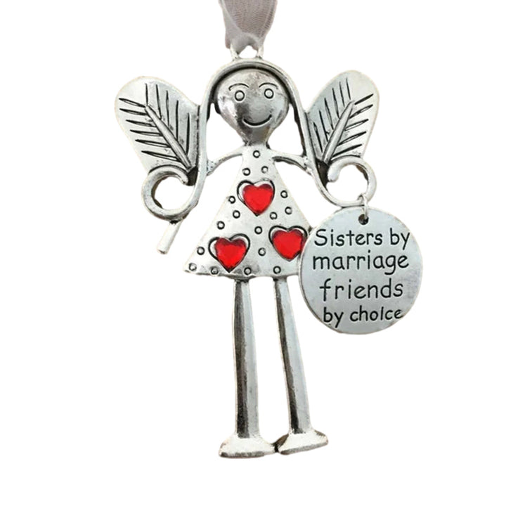 Friendship Angel ornament hanging on Christmas tree, festive holiday decor, best friend gift