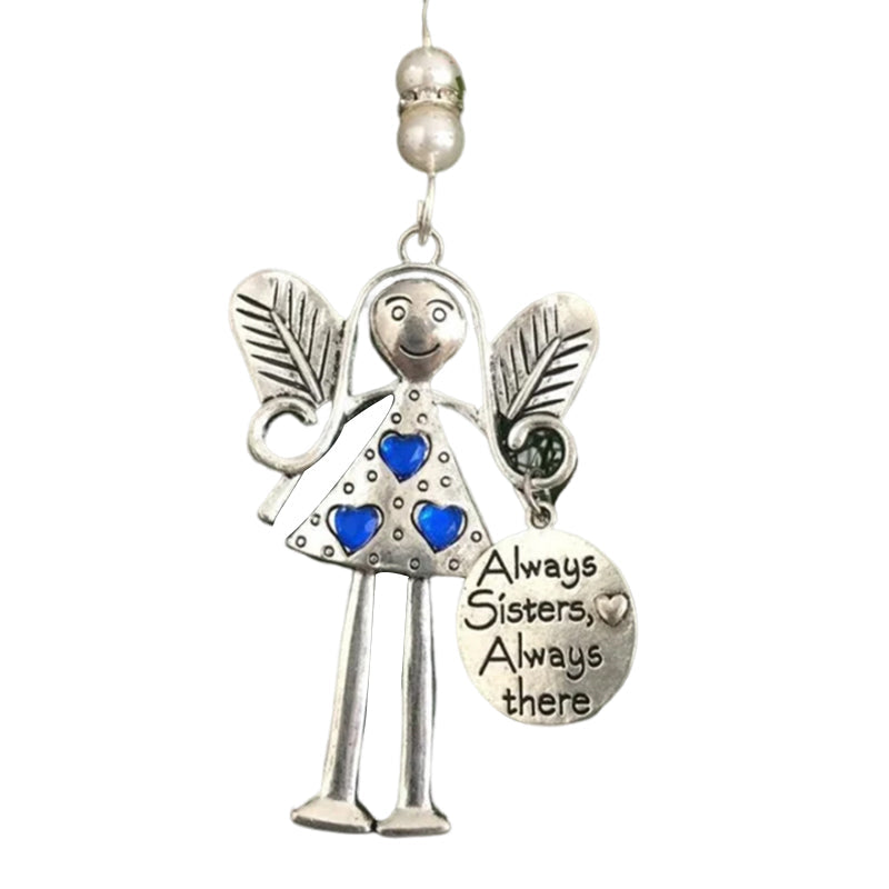 Friendship Angel ornament on a rustic background, charming iron art holiday decor piece