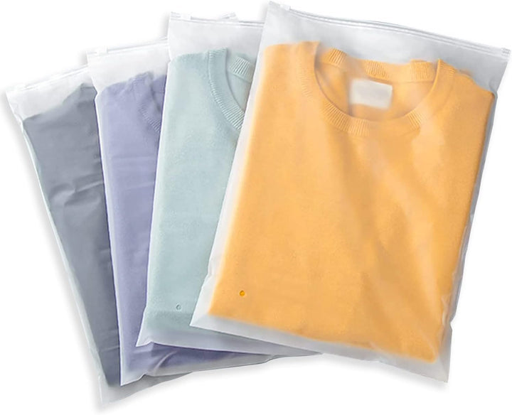 Versatile frosted plastic storage bags, 20 count, for packing and organization.