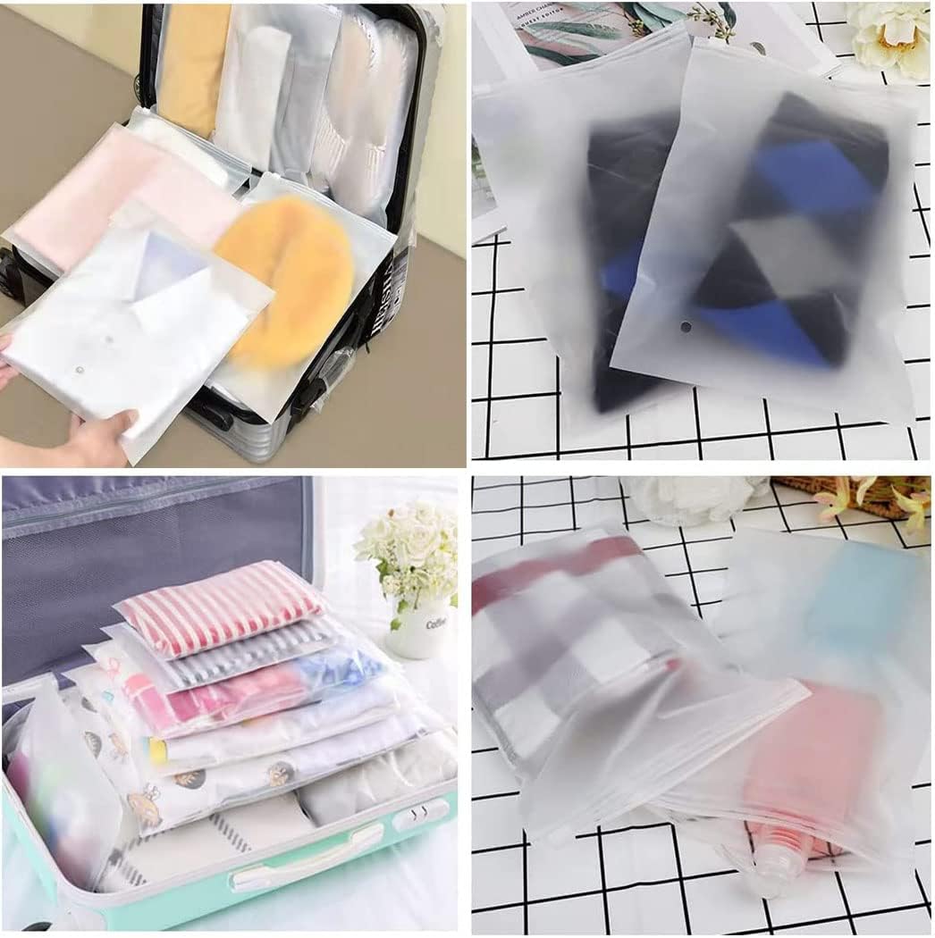 Zippered frosted storage bags, 40-pack, offering efficient organization for clothes & accessories.
