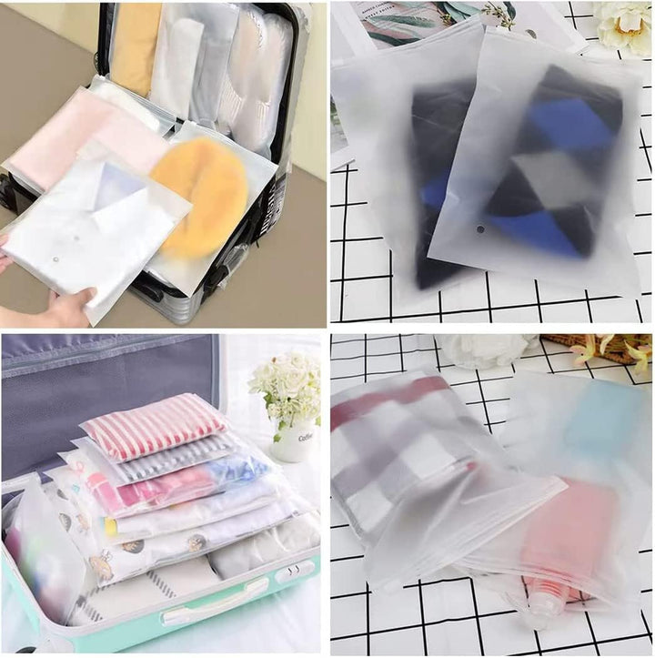 Zippered frosted storage bags, 40-pack, offering efficient organization for clothes & accessories.
