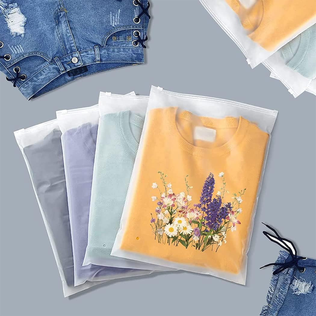 Versatile frosted resealable bags with vent holes for travel, packing, and home storage needs.