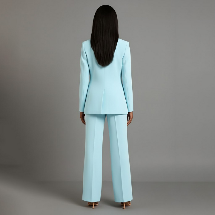 Women's office wear: a versatile tailored long formal suit, combining comfort and professional style.