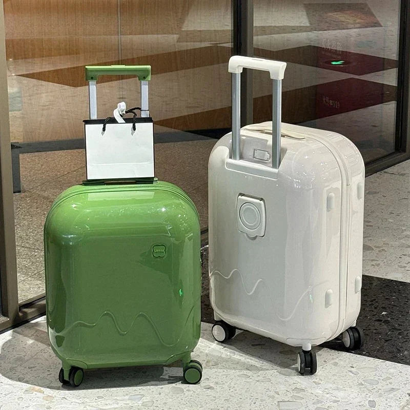 Durable kids travel luggage featuring a secure safety lock. Ideal wheeled trolley bag for children's adventures.