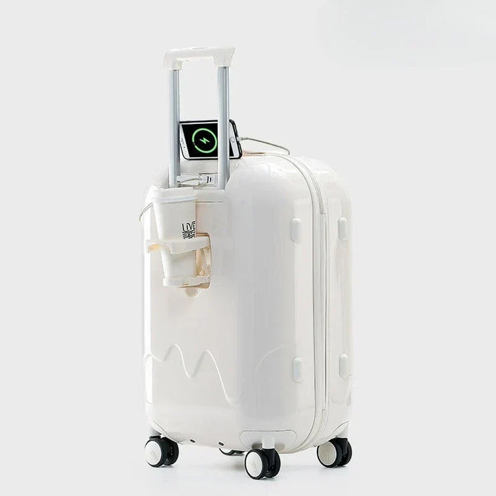 Compact & durable children's travel luggage, ideal kids suitcase for flights or car trips, featuring a safety lock.
