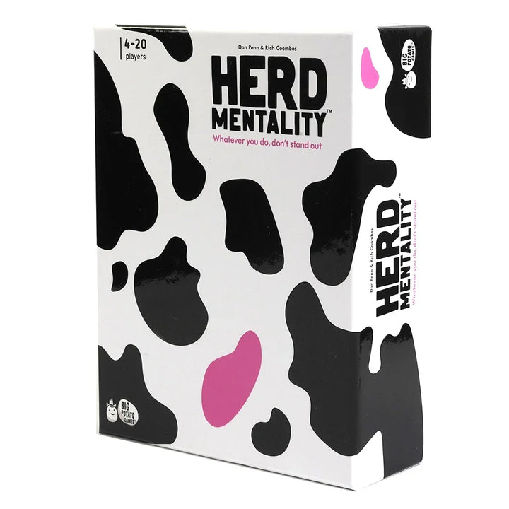 Colorful CrowdMoo family party game box with game components. A fun group board game for entertainment.