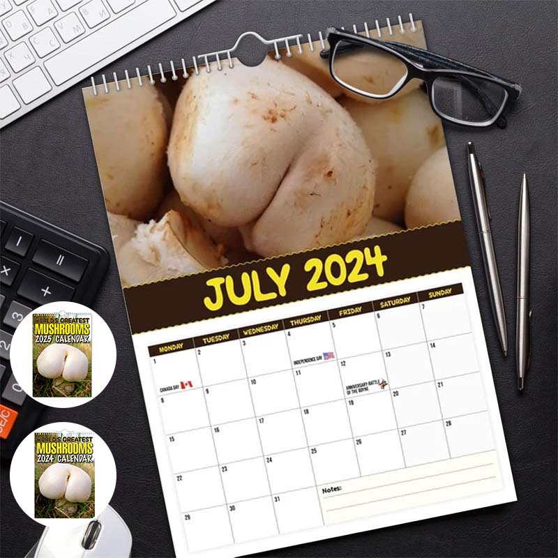 Fungi Wall Calendar with a nature-themed background, emphasizing its organic mushroom and fungi aesthetic
