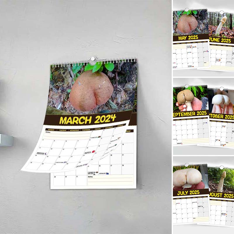 The Fungi Wall Calendar, a functional and decorative monthly planner for mushroom enthusiasts and home decor