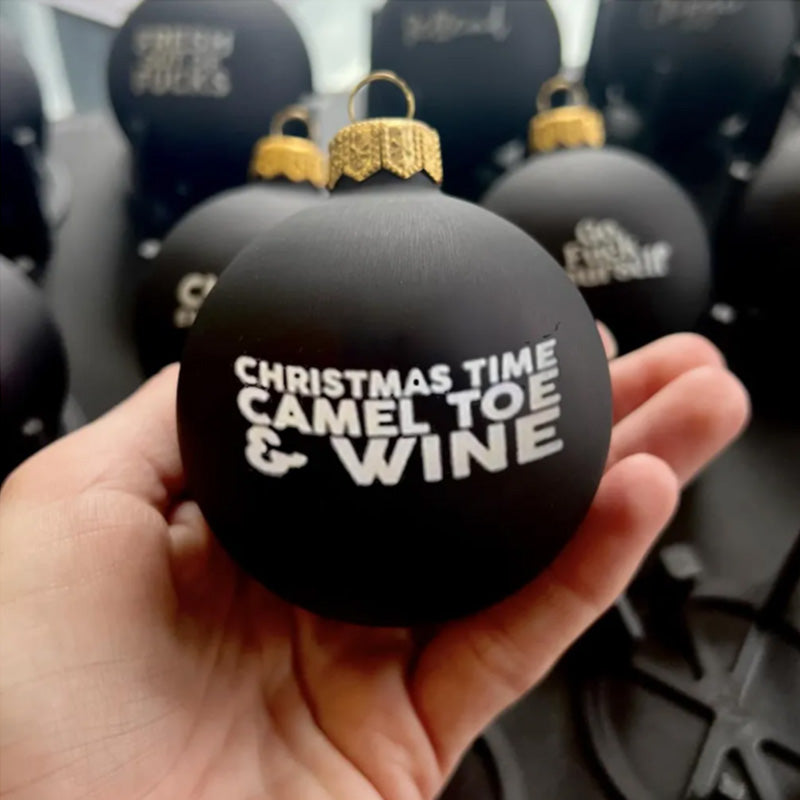 Humorous Christmas bauble, 'I'm Dreaming of a Wine Christmas' for adult holiday spirit