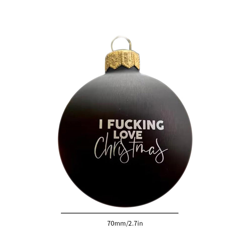 Single adult humor Christmas bauble, 'Warning: May Contain Alcohol' design, funny ornament