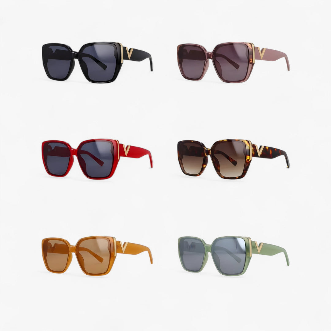 Geometric V-shaped mirrored sunglasses for a trendy, futuristic look. Unisex fashion eyewear with full UV400 protection.