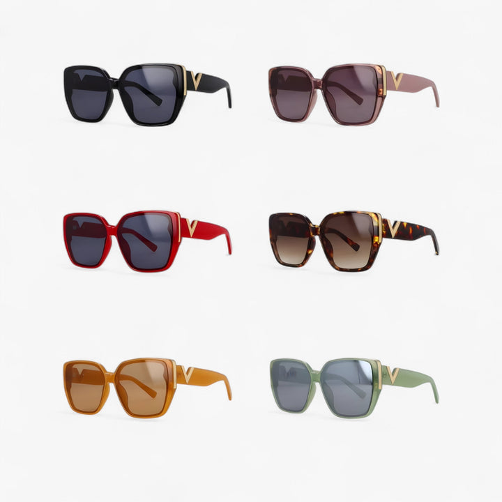 Geometric V-shaped mirrored sunglasses for a trendy, futuristic look. Unisex fashion eyewear with full UV400 protection.