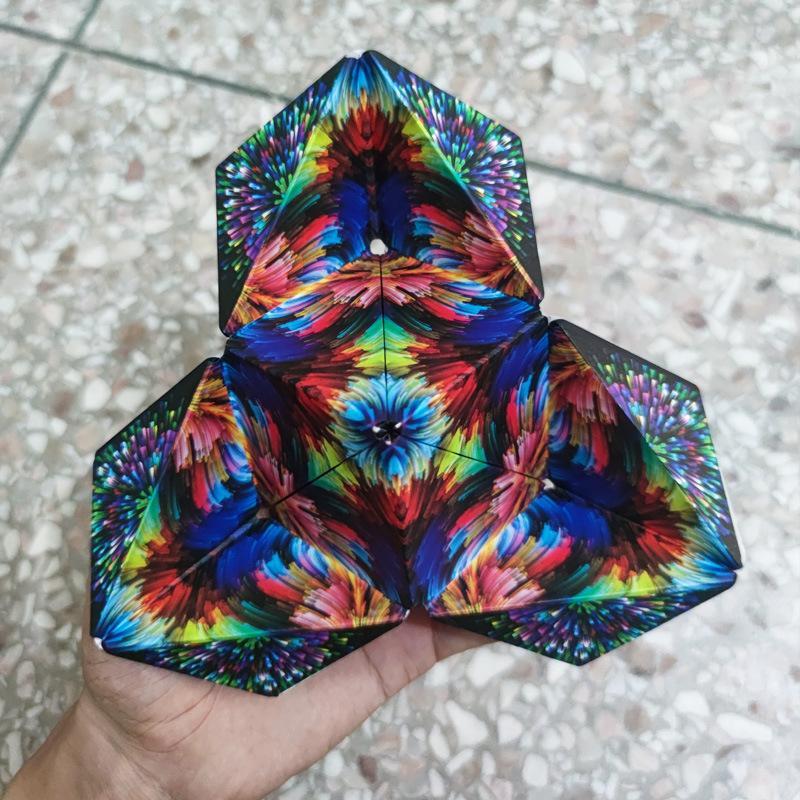 Geometric magnetic fidget cube puzzle, colorful shapes for brain teaser fun and stress relief