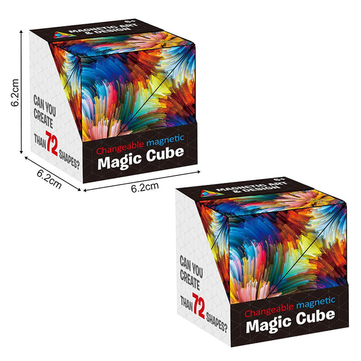 Detail view of the magnetic connections on a geometric fidget cube, enhancing puzzle play