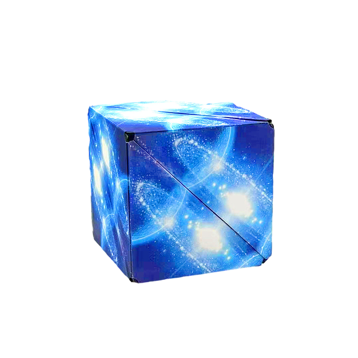 Geometric magnetic cube puzzle in a disassembled state, ready for reassembly