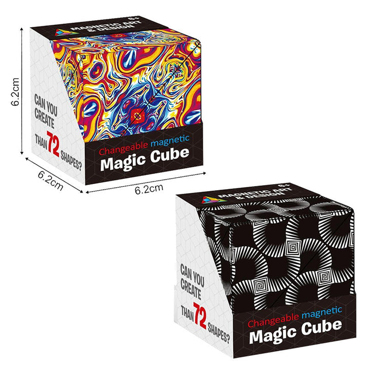 Detailed image of the textured surface of a geometric magnetic cube puzzle