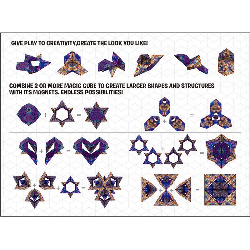 Geometric magnetic cube puzzle on a white background, highlighting its unique design
