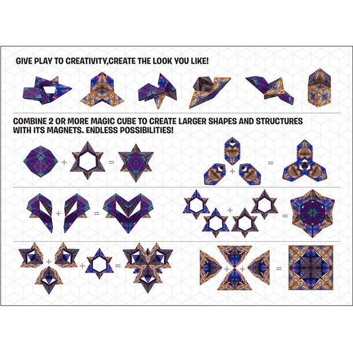 Geometric magnetic cube puzzle on a white background, highlighting its unique design